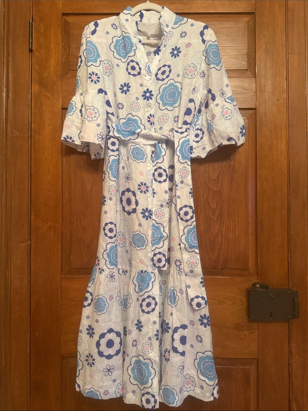 Temptation Positano Light Blue Floral Button-Front Dress